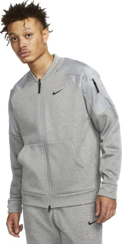 Nike Therma-FIT Men's Training Full-Zip Bomber Jacket (as1, alpha, m, regular, regular, Dark Grey Heather/Particle Grey/Black)