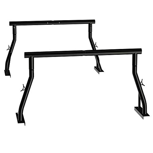 800lbs Capacity Heavy Duty Extendable Universal Pickup Truck Rack Ladder Rack Two-bar Set Matte Black One Pair