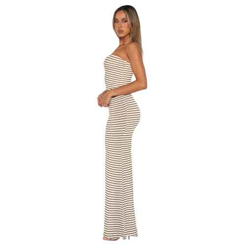 Image of Goafuliy 2 Piece Skirt Sets for Women Summer, Floral Sleeveless Tube Top Bodycon Maxi Skirts Y2k Vacation Going Out Outfits