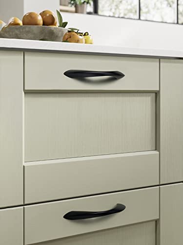 Image of Black Cabinet Pulls 3-3 /4 Inch Arch Twisted Matte Black Handles Drawer Kitchen Cupboard Bathroom Dresser Cabinet Hardware Zinc Alloy 10 Pack