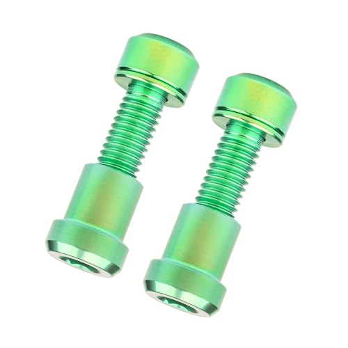 SUNCN チタンボルト M5x16 18 20mm ワッシャー付き 六角頭ねじ チタン製円筒ナット 自転車ステム前フォークロック用 1セットあたり2個 (緑, M5x20mm、スクエア頭が)