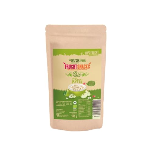BIO Apfel gefriergetrocknet: 100g Getrocknete Äpfel ohne Zucker – Gefriergetrocknete Früchte – Apfelchips ohne Zucker – Getrocknete Früchte NutriPur