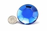 60mm Blue Sapphire H104 Large Self Adhesive Round Acrylic Cosplay Gem Flat Back Plastic Stick On Rhinestone for Cosplay Costumes Scrapbooking Prop Craft Embelishment Steven Universe Decor Jewel 1PC