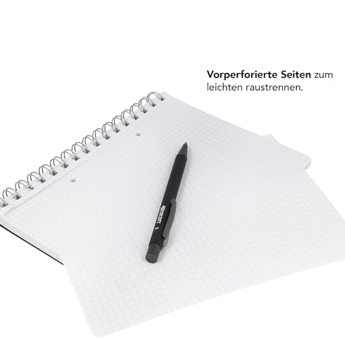 Westcott Spiralblock Notizbuch A5 kariert 4 Stück | 200 Seiten Ringbuch A5 perforiert mit Premium 80 g/m² Papier | Notizblock mit Spiralbindung | Collegeblock im Kunststoffcover | E-730891 00