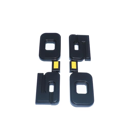 Image of 2Pc 1979-1993 5.0 Liter Engine Emblem Driver & Passenger Side Badge Nameplate Replacement for D9ZZ-16228-BC (Matte Black Yellow)
