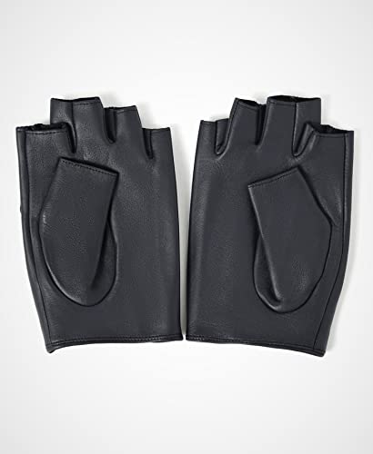 Image of YISEVEN Men's Fingerless Lambskin Leather Gloves