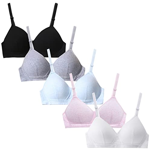 5 Pack Teens Girls Bras with Built in Pads Cotton Wireless Bralette
