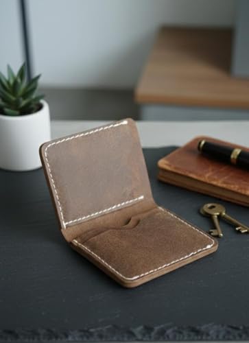 Image of Genuine Leather Card Holder Wallet for Men & Women | Slim Pocket Size Card Holder with Cash Slot | Debit Credit Visiting Card Organizer for Daily Use (Style 11)