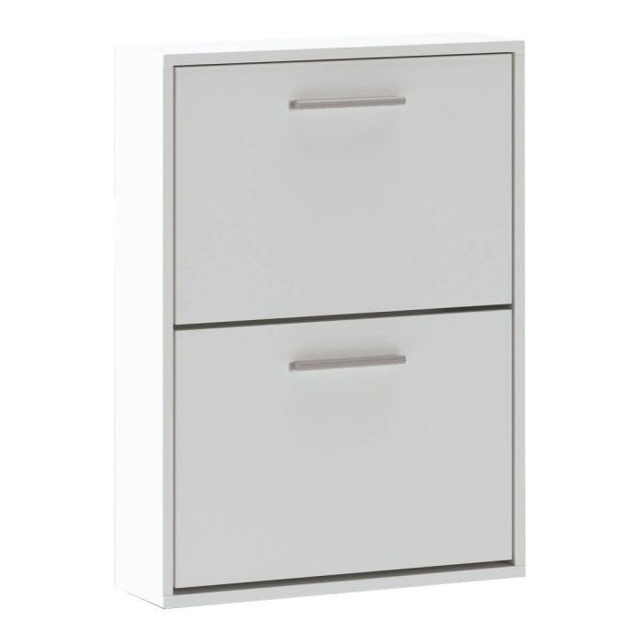 HOGAR24 ES Zapatero 2 Puertas, Zapatero Trampones, Diseño Moderno y Minimalista, Color Blanco, Medidas: 54 cm (Ancho) x 73 cm (Alto) x 18 cm (Fondo).