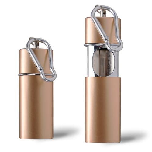 Cendrier portable, cendrier de poche étanche aux odeurs en alliage de zinc, cendrier nomade avec couvercle et grande capacité 3,2x8,5cm/1,26x3,35inch pour voiture voyage camping (or)