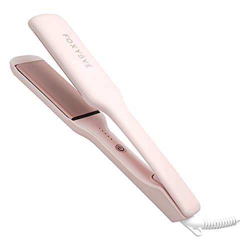 FoxyBae Baby Blush Flat Iron - Ceramic Tourmaline Technology - Hair Straightener with Negative Ions - Straightens & Curls Hair - Professional Salon Grade Hair Styling Tool (1.75 Inch)