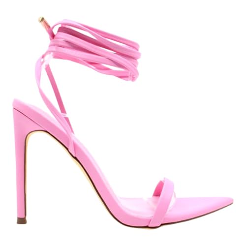 Liliana Women's Lace-Up Heels Sandals Strappy Pointed Toe Stiletto High Heel Sandals-Metallic Shoes2