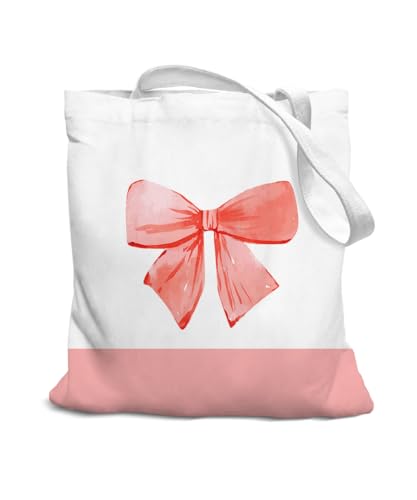 SZERE Coquette Girly Red Bow Canvas Tote Bag Gifts for Teen Girls Women