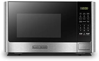 BLACK+DECKER Digital Microwave Oven with Turntable Push-Button Door, Child Safety Lock, Stainless Steel