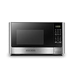 BLACK+DECKER Digital Microwave Oven with Turntable Push-Button Door, Child Safety Lock, Stainless Steel, 0.9 Cu Ft