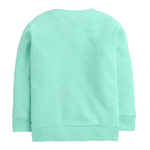 Image of Hopscotch Boys and Girls Cotton Text Print Sweatshirt and Jogger Set in Green Color