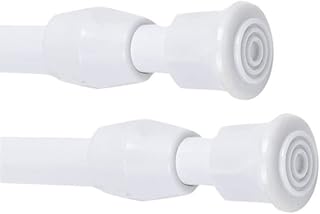 2 Pack Spring Tension Curtain Rods 18 to 28 inches Adjustable,Heavy Duty Small Short Tension Curtain Rod for Windows,Closet,Bathroom,Kitchen,Doorway,Cupboard Bars(White)