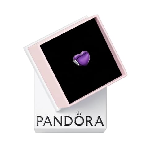 PANDORA Moments Metallic Purple Heart Charm - Sterling Silver Charm with Enamel - Jewelry for Women - Includes Gift Box - Main Image