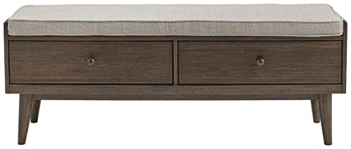 Signature Design By Ashley Chetfield Upholstered Mid-Century Modern Storage Bench, Brown #TOP4