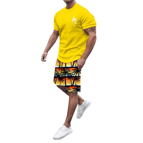 Ensemble homme t-shirt et short jaune ample taille XXXXXL