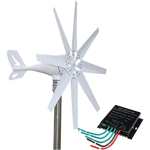 SMALLLOVE Portable Wind Generator, 2000W 12V 24V 48V Horizontal Wind Turbine with MPPT Controller for Home Yacht Farm Street Lamps Use(White,8 Blades),12V Cover