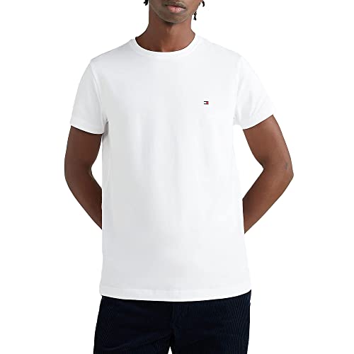 Tommy Hilfiger Herren T-Shirt Kurzarm Core Stretch Slim Fit, Weiß (White), M
