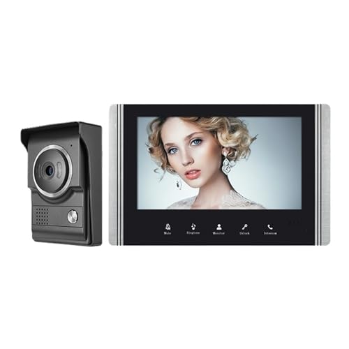 WAFOHSR Cámara De Timbre con Video 7 Pulgadas Monitor, Kits HD Videoportero Compatible Desbloqueo, Monitoreo, Intercomunicador Doble Vía For Villa, Hogar, Oficina, Apartamento Audio Bidireccional