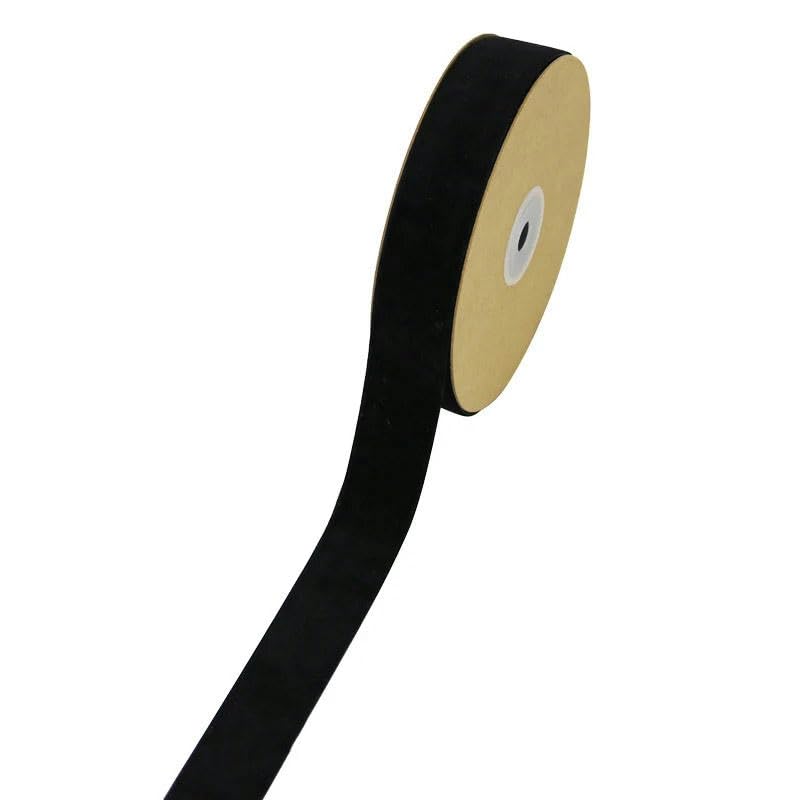 wstążka aksamitna, Zestaw 50 sztuk wielokolorowych wstążek aksamitnych o szerokości 25 mm do ręcznie robionych ozdób świątecznych(Black)