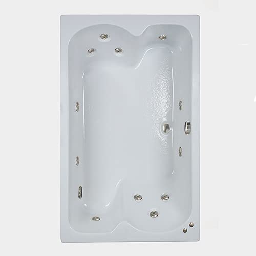 Watertech - 6043 Bone Drop-In Whirlpool Bathtub (60 in. x 43 in.) - Includes 12.5 Amp In-Line Heater