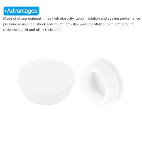Image of MECCANIXITY 4pcs T-Shaped Silicone Plugs 39.3mm 1-1 /2 Inch Dia Snap in Plug Hole Seal Cover Round Rubber Stopper for Kitchen Rubber Bulkheads Waterproof Sealing Plugs White