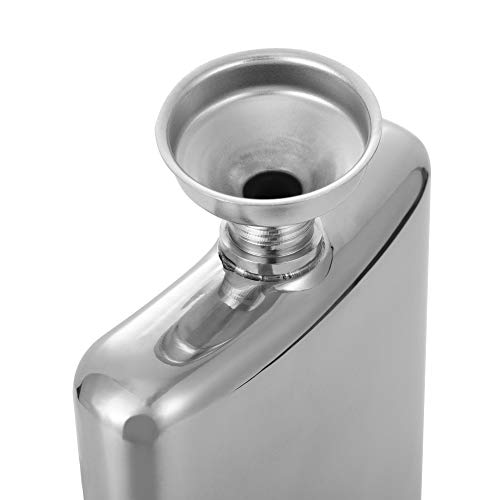 Hidoran 6Oz Shiny Hip Flask Stainless Steel Pocket Container For Drinking Thickening Hip Flasks With Funnel Curved Pocket Flask For Liquor Leak-Proof Mirror-Like Finish Silver #TOP5