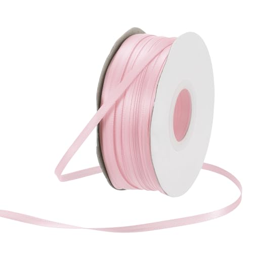 Rebower 1/8 Inch 100 Yard Satin Ribbon Thick Double Face Grosgrain Silk Ribbon, [for Gift Wrapping, Hair Bows, Wedding, Cake, Flower] - Pale Pink