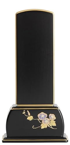 福和屋 位牌 文字彫り代込み モダン位牌 四季の花の舞う 黒檀 「朝顔」 5寸【一名分名入れ代金込み】