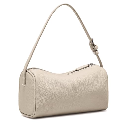 hedexe Small Leather Shoulder Purses for Women: Mini Barrel Evening Crossbody Bags - Designer Trendy Handbags for Ladies(Milkshake White)
