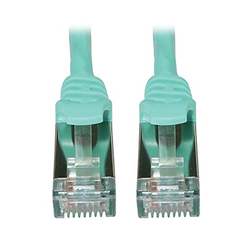 Tripp Lite Cat6a 10G Ethernet Cable, Snagless Molded Slim STP Network Patch Cable (RJ45 M/M), Aqua, 15 Feet / 4.5 Meters, Manufacturer’s Warranty (N262-S15-AQ)
