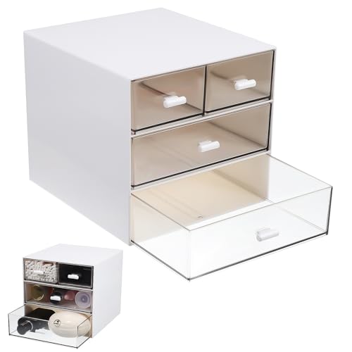 Organisateur tiroir de bureau au design élégant en plastique blanc rigide à 4 tiroirs