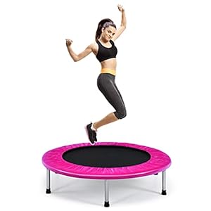 COSTWAY φ97cm Mini Trampolin, Fitness-Trampolin faltbar, Kindertrampolin bis 150kg belastbar, Gartentrampolin Indoor für Kinder und Erwachsene (Rosa)