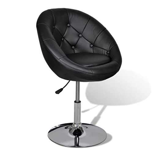 Mhdvray Chesterfield Tabouret de bar pivotant robuste en cuir synthétique avec structure chromée Noir 59 x 58 x 78-94 cm