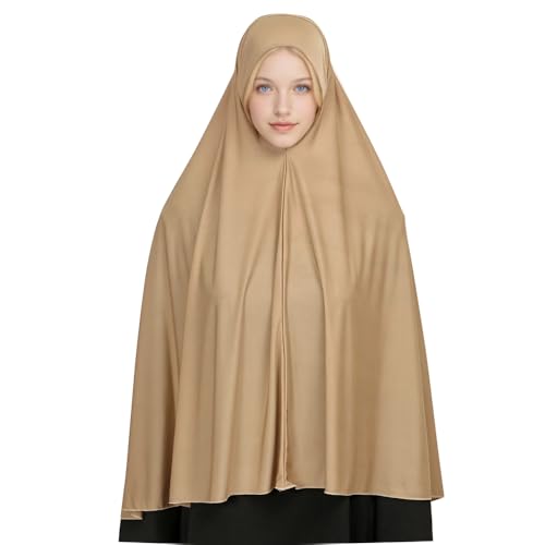 Yeieeo Modest Muslim Islamic Ramadan Hijab Scarf Soft Lightweight Rayon Hijab Long Scarf(Khaki)