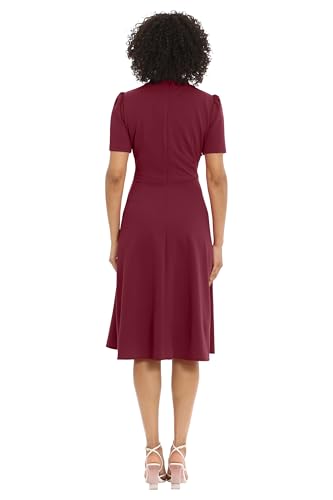 Maggy London Women's Crepe Fabric Flight Attendant Bow Neck Tie Short Sleeve A-line3