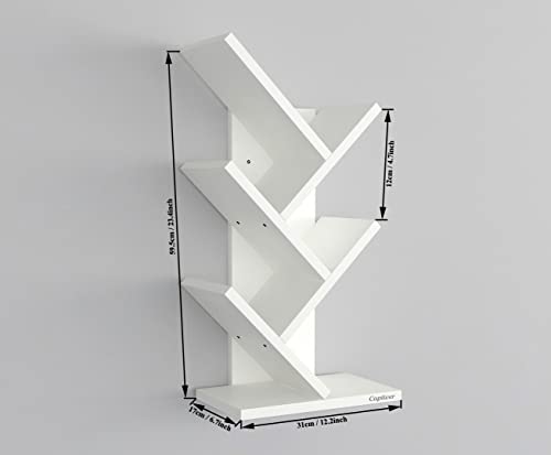 Image of Captiver Engineered Wood Wall Mounted Office Books Stand Bookshelf Steama Multipurpose Table Accessory Home (Matte Finish,White)
