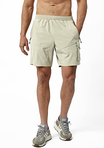 Nomolen Men's Hiking Cargo Shorts Lightweight Quick Dry Athletic Shorts With Multi Pocket For Workout Golf Camping Casual Khaki #TOP1
