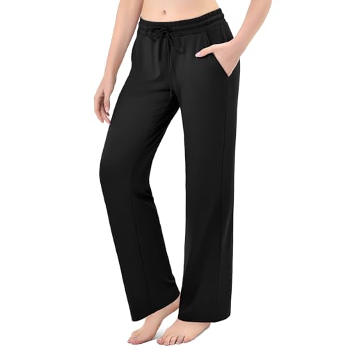 Stanpetix Track Pants Women Loose Straight Leg Women’s Sweatpants with Pockets for Sports Jogging (Black,X-Large)