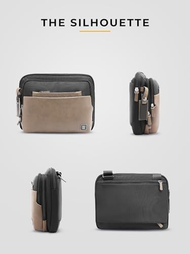 Image of EUME Workport Tablet Sling Bag for Men | Office Bag for Men & Women | With Padded Compartment | Vegan Leather & Nylon Fabric | Fits MacBook Air 13 inch, iPad 7L & Tablets Up to 13 inch