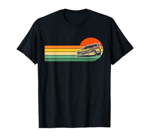 Retro Sunset Late Model Dirt Track Racing T-Shirt