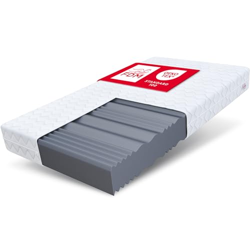 FDM COMFORT PLUS Materasso Singolo 90x200 cm Schiuma di Memoria Alto 10 cm Grado di Rigidità H3 Materasso a Due Lati 7...