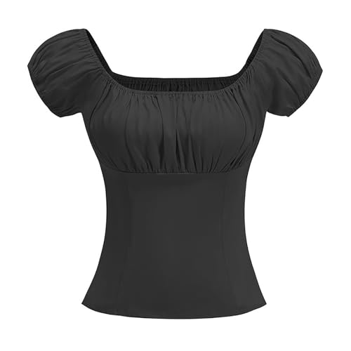 Generisch Camiseta de manga corta para mujer, con hombros descubiertos, para ocasiones cosplay, Negro , L