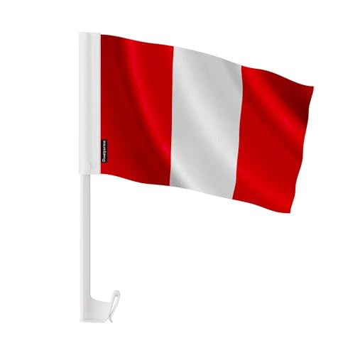 Drapeau voiture Pérou de haute qualité en polyester 30x45cm avec support, lot de 50