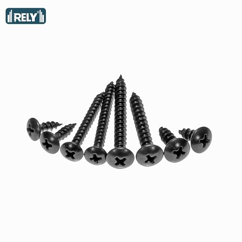Image of By inchVP INDUSTRIES inch (Pcs-50) No.8x16 mm Truss Philips Chipboard Self-Tapping Screw - Black Zinc Coated Carbon Steel, Ideal for Wood, Plywood, Particle Boards, Cabinets, Furniture & DIY Fixings