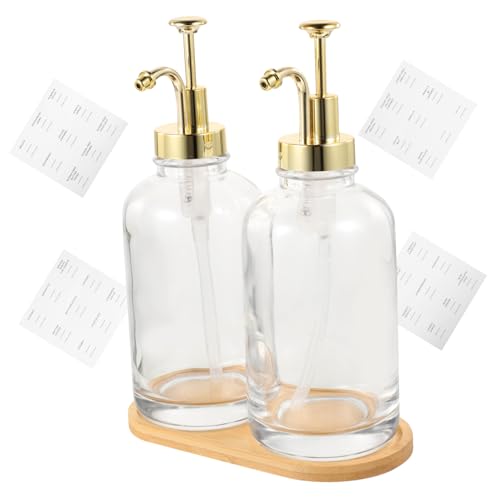Beaupretty 1 Juego Botella de loción de Vidrio Verter Bomba de Jarabe de café Botella Reutilizable cafetera florero Exquisita Botella de loción dispensador de Jarabe de café con Bomba Golden